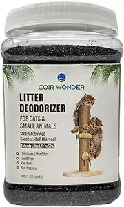 Coir Wonder Cat Litter Deodorizer – 2.2 Lb Activated Charcoal Carbon – Odor Eliminator for Litter Box, Chicken Coop, Small Animal Enclosures – Extends Litter Life – Natural Pet Odor Control Granules