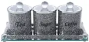(D) Judaica Crystal Coffee and Tea Set with Stones (Silver)