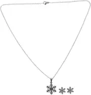 [TEMPNAP] 1set Christmas Jewelry Snowflake Pendant Earrings and Necklace for Women Sweater Chain Festive Christmas Party Accessory and Chic Design