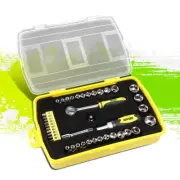 41Pcs Screwdriver Bits Adapter 1/4" Handle Ratcheting Socket Wrench Set Yellow