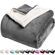 Sherpa Fleece Bed Blanket King Size Super Soft Fuzzy King(90x104 Inches) Grey