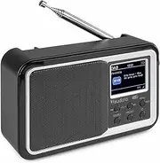Audizio DAB+ Portable Radio with Bluetooth with FM, Clock, Alarm & Sleep Modes | DAB Rechargeable Battery Powered Radio | 60 Digital Radio Presets | 6.3 x 11 x 18.7cm Small Radios | 15w | Black