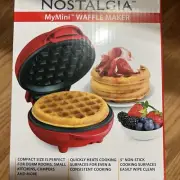 Nostalgia MyMini Waffle Maker Red Non-Stick NEW IN SEALED BOX