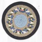 Set of 2 Braided Jute Round Placemat/Trivet/Swatch.BLUEBERRY VINE.Earth Rugs.10"
