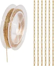 Pandahall 16.4 Feet Stainless Steel Golden Paperclip Chain Small Oval Link Chain