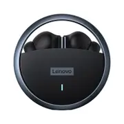 LP60 TWS Earphone Wireless Bluetooth Headphones Rotatable Metal Cavity Ring Sport Gaming Headsets with Mic - Black