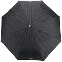 在飛比找Yahoo奇摩購物中心優惠-MOSCHINO 抗UV 條紋字母皮革拐杖手把折疊晴雨傘(黑