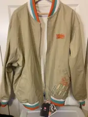ECKO UNLTD Mens 2XL Reversible Windbreaker Jacket Full Zip White Tan