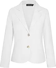 [LADI TREND] Women's Cotton Linen Blazer Long Sleeve Lapel Button Blazers Lightweight Summer Casual Work Office Jacket Suit