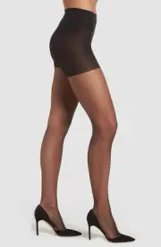 $25 Donna Karan Women's Black Ultra Sheer Control Top Pantyhose Petite Size PS