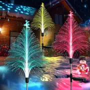3Pcs Solar Fiber Optic Lights Christmas Trees Lights Outdoor Decorations for Yard