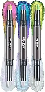 CHARMACY 3 Colors Multichrome 2 in 1 Cream Eyeshadow Highlighter Stick, Waterproof Eye Brightener Highlighter Stick Makeup, High Pigmented, Smudge-Proof, Vegan & Cruelty-Free(2/4/6)