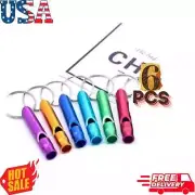 6pcs Emergency Loud Survival Whistle Boating Hiking Camping Sports W/ Key Chain
