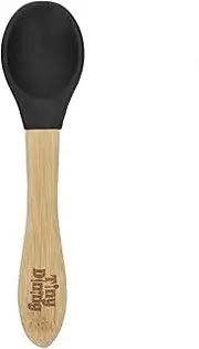 Tiny Dining Children's Bamboo Spoon with Soft Silicone Tip - Black