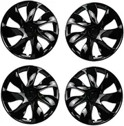 4PCS 19-Inch Hub Cap Replacement Wheel Cap Automobile Hubcap Full Rim Cover Accessories Compatible for Tesla Model Y 2018-2023(L-R Bright Black)