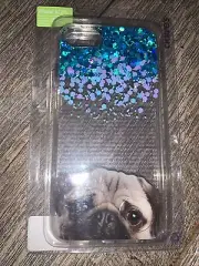 Pug Clear Blue Glitter Fits The Iphone 6 , 7 & 8 phone case Cover Like Doug