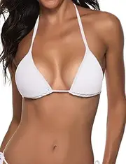[Suvimuga] Women's Triangle Bikini Top Push up Padded Halter String Bathing Suits Top