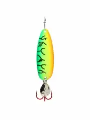 Clam Ribbon Leech Flutter Spoon 1/8 oz - Glow Firetiger Lightning - Ice Fishing