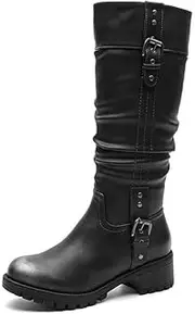 [GLOBALWIN] Women's Knee High Boots Fashion Comfortable Riding Boots For Women Chunky Low Heel