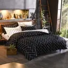 Black Geometric Duvet Cover Set King 3 Piece Black and White Striped Bedding Set