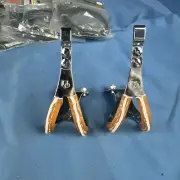 Kyokuto Strapless Toe Clips Medium Leather Covered Pair NOS Vintage Bicycle Part