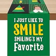 Funny Christmas Table Runner, Buddy The Elf Christmas Decorations, Novelty Elf Merchandise Gifts, Winter Holiday Party Supplies, Xmas Home Kitchen Dining Room Fireplace Table Decor, 13x72 Inch