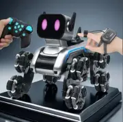RC Robot Dog LED Lights Music Watch Control 10 Stunts Interactive Toy Ages 6-12