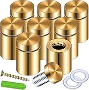 Ocnvlia 8 Pack Standoff Screws 3/4 x 6/5 Inch Gold Sign Standoffs Hanging Acrylic Picture Frame Advertising Screws Kit