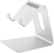 LRXIYODE Adjustable Aluminum Phone Holder Dock Stand for Smartphones Lightweight Multi Angle Cradle with Slip Base for Watching Videos and Reading Silver