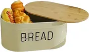 Bread Box with Bamboo Cutting Board Lid Large Capacity Bread Bin Keeper Loaf Bread Keeper Metal Bread Bin Bread Holder Box for Bread Toast Loaves Snacks Flour Spices 34×19.5×15.5cm