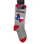 Hot Sox Crew Socks Women Boy Texas Lone Star State Cowboy Hat Cowgirl Flag Red