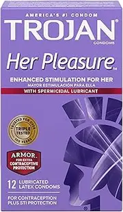 Trojan Her Pleasure Sensations Spermicidal Condoms, 12 Count