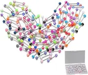 [Ormromra] 20PCS Tongue Bars Pack, 16mm Barbell Stainless Steel, Nipple Ring Piercing, Surgical Steel Bars, Metal Piercing Jewellery, Stainless Steel