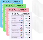 4 Pcs Chore Chart Kids, Checklist Check Plan Bulletin Board with 20 Detachable C
