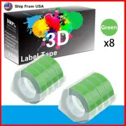 8PK Green Dymo 3D Label Tape Compatible for Motex E-101 E-303 Label Makers