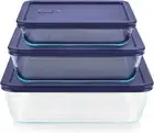 Pyrex Simply Store Rectangular Glass Food Storage Container Set with Lids (6-...