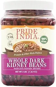 Pride Of India Indian Whole Dark Kidney Beans Protein & Fiber Rich Rajma, 3 Pound Jar