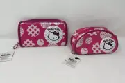 New Hello Kitty Wallet & Cosmetic Bag Pouch Pink Dots Bundle Rare 2011 Lot Set