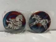 2 Raku Pottery Jeremy Diller Lizard Coaster 4 1/8" Diameter J Diller