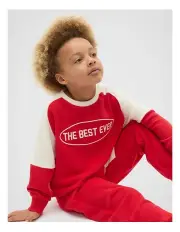 [Seed Heritage] Oversized Colourblock Sweater in Chilli Red