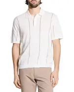 Theory Short Sleeve Striped Polo in Tactile Cotton