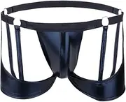 [FEESHOW] Men's Faux Leather Underwear Trunks Pouched Jockstrap Briefs Boxer Shorts