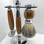 Safety Razor Set By TSO - Classic Safety Razor Set Complete with Pure Badger Shaving Brush and Stand Perfect Set for Everyday Use