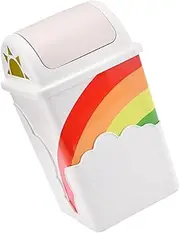 Hohopeti 1pc Children's Room Trash Can Mini Office Waste Basket Trash Can Food Container Office Trash Can Rainbow Office Bin Waste Basket for Office Cute Trash Can Decor Top Plastic