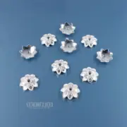 10 Solid Sterling Silver 8 Petal Texture Floral Spacer Bead Caps 7mm #33873