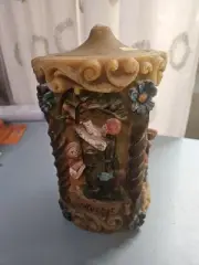 Vintage German Johann Gunter Four Seasons Candle Hand Carved Painted 9"X16" New