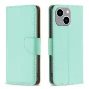 For iPhone 15 Plus Case, Lychee PU Leather Wallet Cover, Green