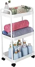 EXQUIMEUBLE Rolling Cart Organizer Compact Utility Cart with Wheels for Snack and Book Storage Stylish Design Strong Sturdy Structure for Bedroom Office Use