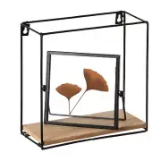 New Rectangle, Wooden Board with Metal Frame Wall Mount Floating Shelf