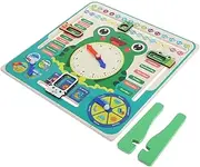 COMNESTBI Boys and Girls' Wooden Clock Calendar Cognitive Toy Frog Shape Educational Date Learning Device